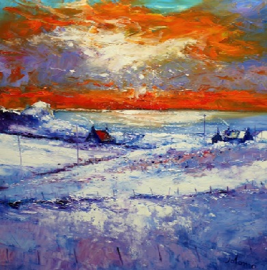 Atlantic Snowstorm over Kilchattan Isle of Colonsay 36x36